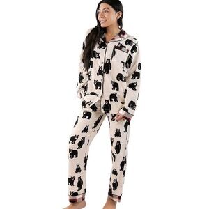 Lazy One Black Bear Family Bear Matching Flannel Pajama Set Pockets Size L